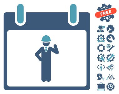 Bonus ile mühendis takvim gün vektör simgesi