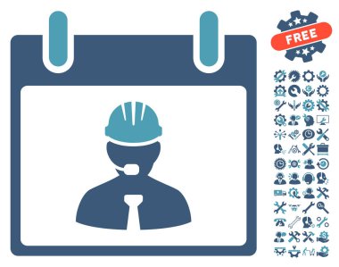 Bonus ile mühendis takvim sayfası vektör simgesi