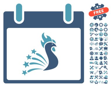 Bonus ile şenlikli horoz takvim gün vektör simgesi