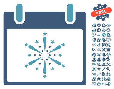 Bonus ile havai fişek patlama takvim gün vektör simgesi
