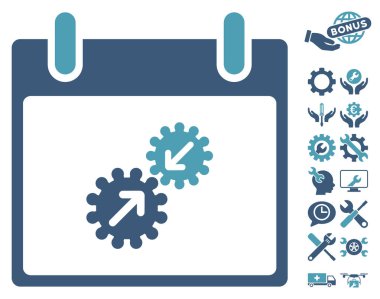 Gears entegrasyonu takvim gün vektör simge Bonus ile