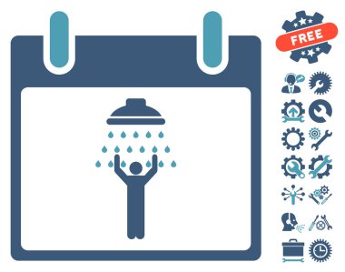 Bonus ile adam duş takvim gün vektör simgesi