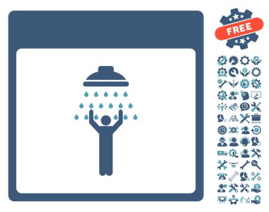 Bonus ile adam duş takvim sayfası vektör simgesi