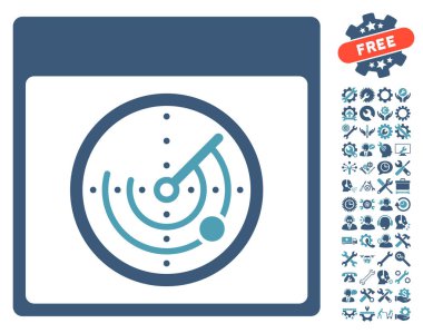 Bonus ile radar takvim sayfası vektör simgesi