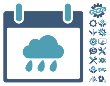 Bonus ile yağmur bulutu takvim gün vektör simgesi