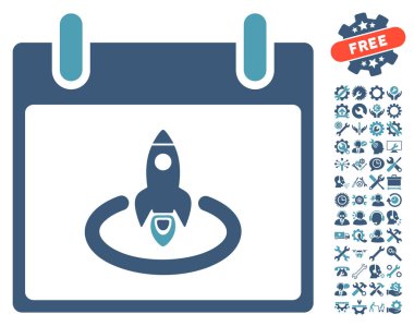 Roket Başlat takvim sayfası vektör simgesi Bonus ile