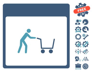 Bonus ile alışveriş sepeti takvim sayfası vektör simgesi