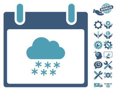 Bonus ile kar bulut takvim gün vektör simgesi