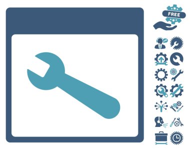 İngiliz anahtarı aracı takvim sayfası vektör simgesi Bonus ile