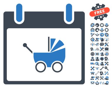 Bebek arabası takvim gün vektör simge Bonus ile