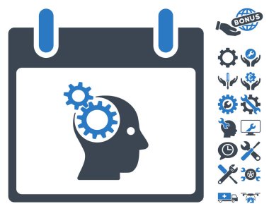 Bonus ile beyin Gears takvim gün vektör simgesi