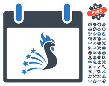 Bonus ile şenlikli horoz takvim gün vektör simgesi