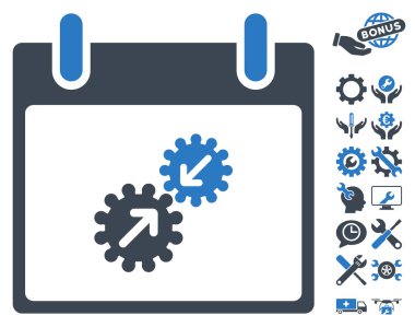 Gears entegrasyonu takvim gün vektör simge Bonus ile