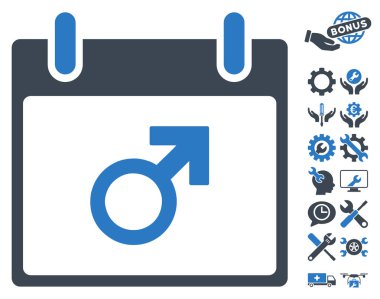 Bonus ile Mars erkek sembol takvim gün vektör simgesi