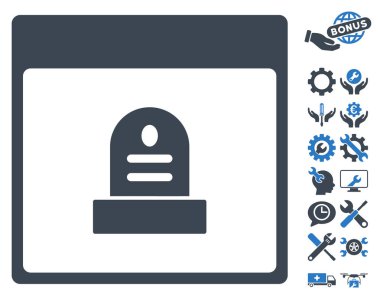 Anıt mezar taşı takvim sayfası vektör simge Bonus ile