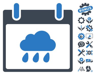 Bonus ile yağmur bulutu takvim gün vektör simgesi