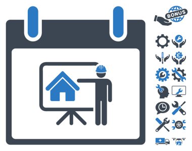 Bonus ile gayrimenkul geliştirici takvim gün vektör simgesi