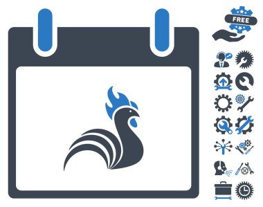 Bonus ile horoz takvim gün vektör simgesi