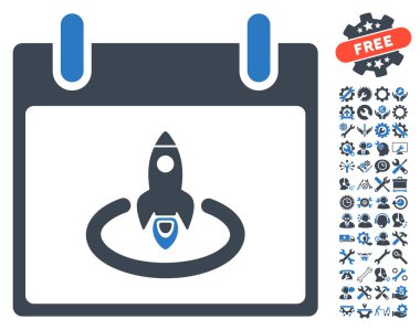 Roket Başlat takvim sayfası vektör simgesi Bonus ile