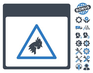 Bonus ile horoz tehlike takvim sayfası vektör simgesi