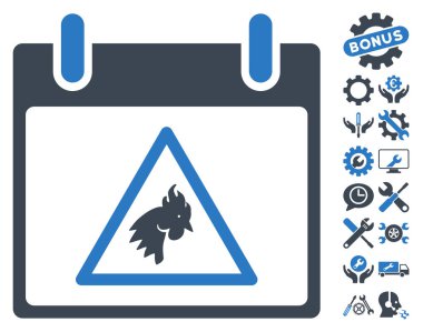 Takvim gün vektör simge Bonus ile uyarı horoz