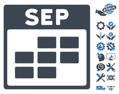 Bonus ile Eylül takvim kılavuz vektör simgesi