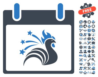 Bonus ile ışıltı horoz takvim gün vektör simgesi