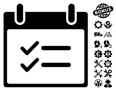 Öğeleri takvim gün vektör simge Bonus ile kontrol