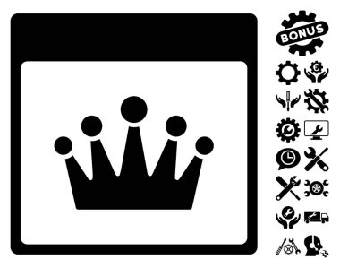 Bonus ile taç takvim sayfası vektör simgesi
