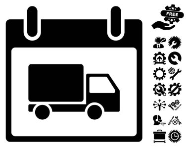 Bonus ile teslim araba takvim gün vektör simgesi