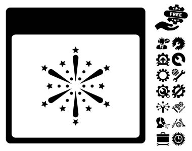 Takvim sayfası vektör simge Bonus ile havai fişek patlama