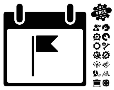 Bayrak takvim gün vektör simgesi Bonus ile