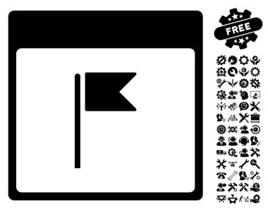 Bayrak Bonus ile sayfa vektör simge takvim