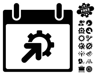 Bonus ile dişli Tümleştirme takvim gün vektör simgesi