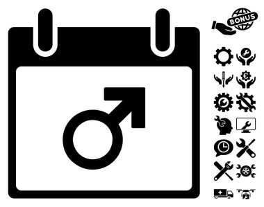 Bonus ile Mars erkek sembol takvim gün vektör simgesi