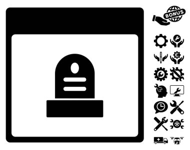 Anıt mezar taşı takvim sayfası vektör simge Bonus ile