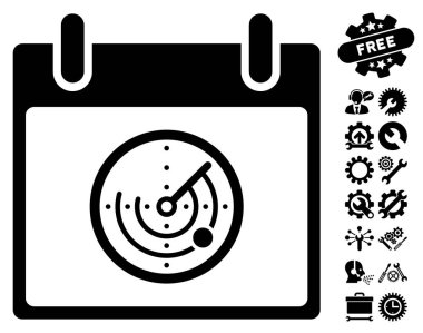 Bonus ile radar takvim gün vektör simgesi