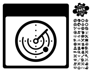 Bonus ile radar takvim sayfası vektör simgesi