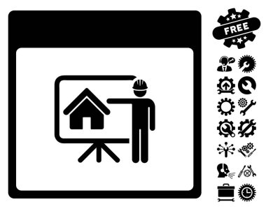 Bonus ile gayrimenkul geliştirici takvim sayfa vektör simgesi