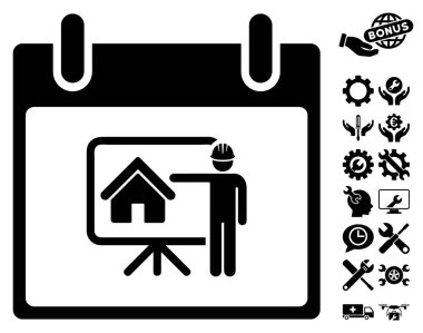 Bonus ile gayrimenkul geliştirici takvim gün vektör simgesi