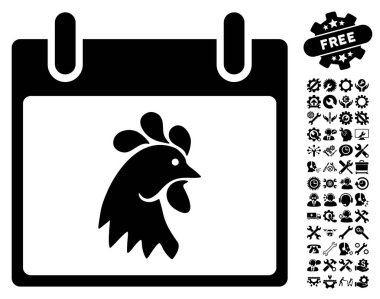 Horoz kafası Bonus ile gün vektör simge takvim