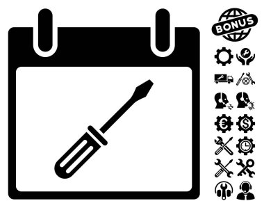 Tornavida takvim gün vektör simge Bonus ile ayarlama