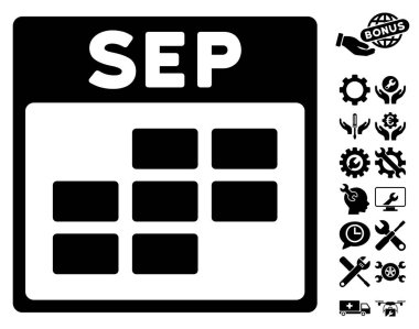 Bonus ile Eylül takvim kılavuz vektör simgesi