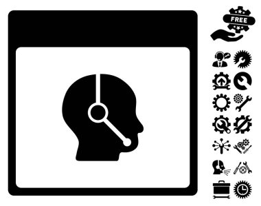 Telefonla satış operatör takvim sayfası vektör simge Bonus ile