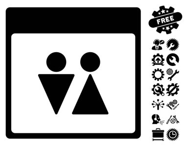 WC kişi ile Bonus sayfa vektör simge takvim