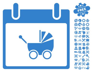 Bebek arabası takvim gün vektör simge Bonus ile