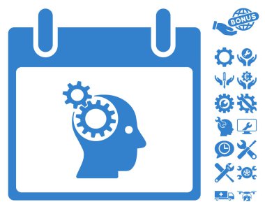 Bonus ile beyin Gears takvim gün vektör simgesi