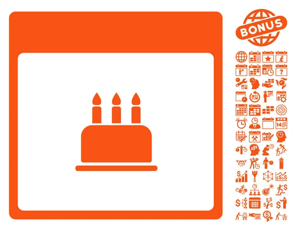 День рождения Календарь торта Страница Плоская векторная икона с бонусом — стоковый вектор