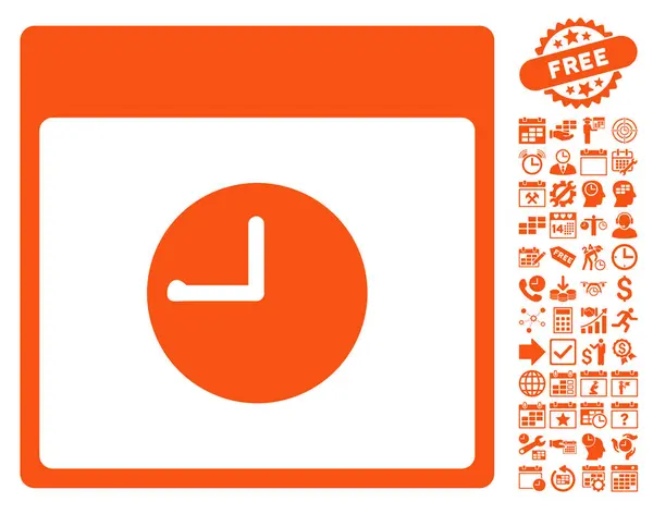 Klokpictogram kalender pagina platte Vector met Bonus — Stockvector