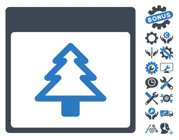 Fir Tree Calendar Page Vector Icon With Bonus — Stock Vector